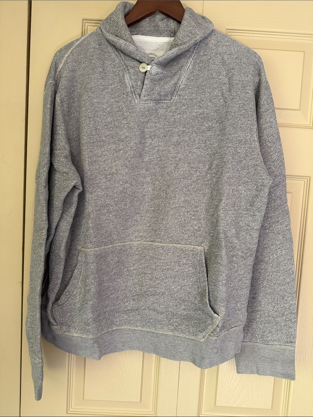 J. Crew Shawl Collar Sweatshirt Size XL Vintage Fleece Tan Grey